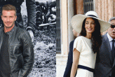 David Beckham e Amal Alamuddin con George Clooney